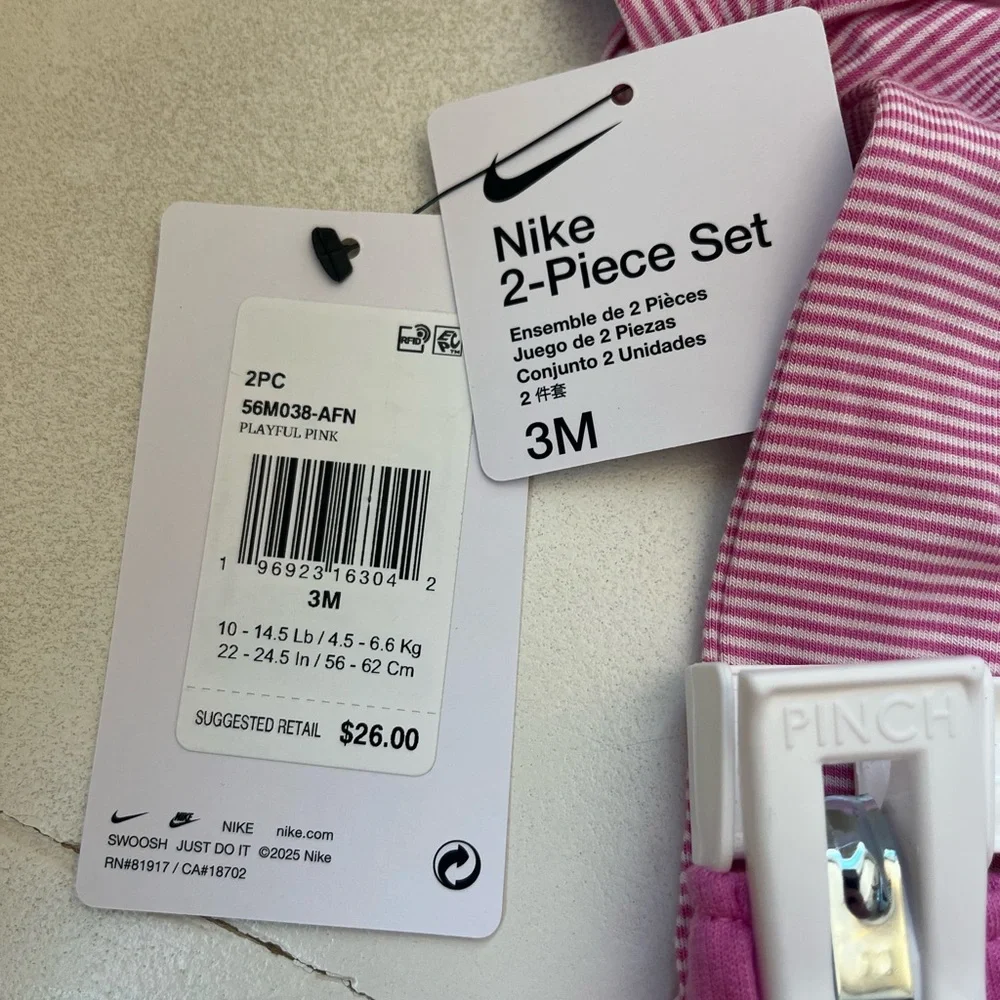 Nike Pink Striped Baby Bodysuit with Joggers